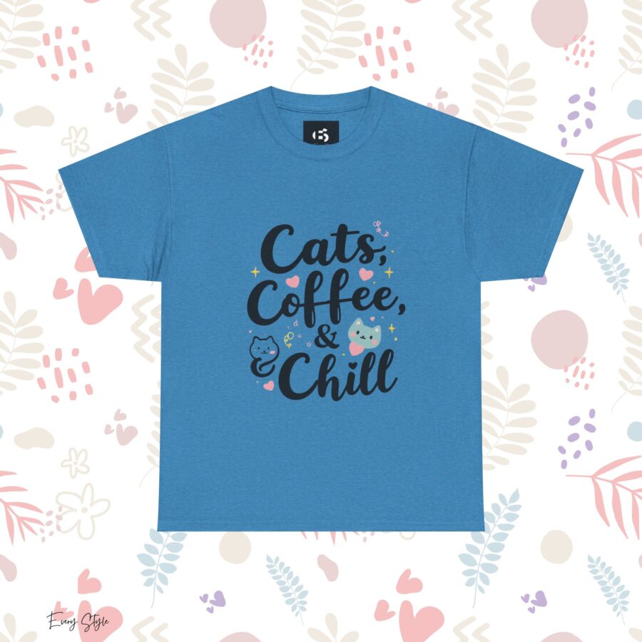 Cats, Coffee & Chill Unisex Heavy Cotton Tee - Image 21