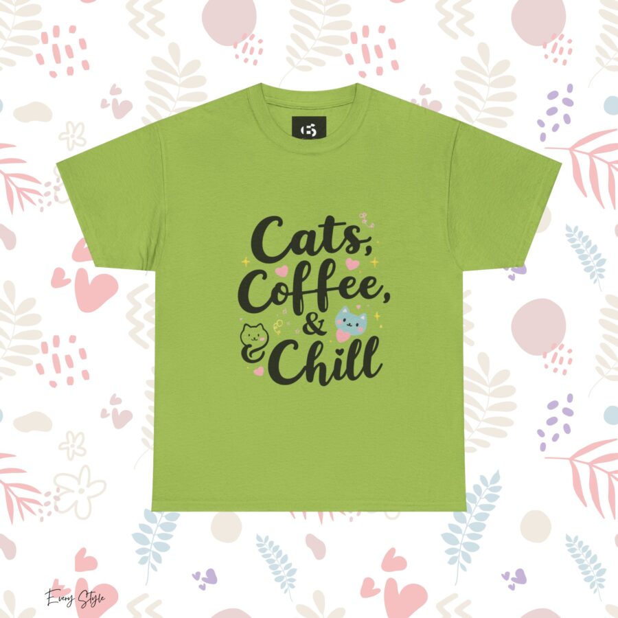 Cats, Coffee & Chill Unisex Heavy Cotton Tee - Image 15