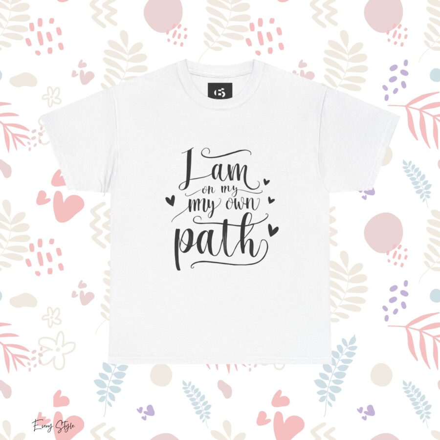 Inspirational Unisex Heavy Cotton Tee - 'I am on my own path' - Image 3